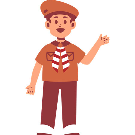 Boy Scout waving hand  Illustration