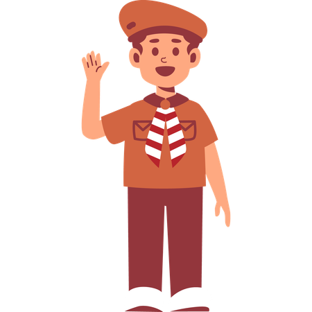 Boy Scout waving hand  Illustration