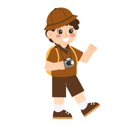 Boy scout with camera  Illustration