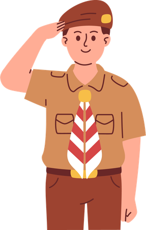 Boy Scout with Salute Pose  Illustration