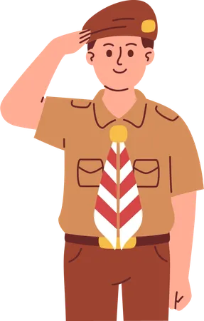 Boy Scout with Salute Pose  Illustration