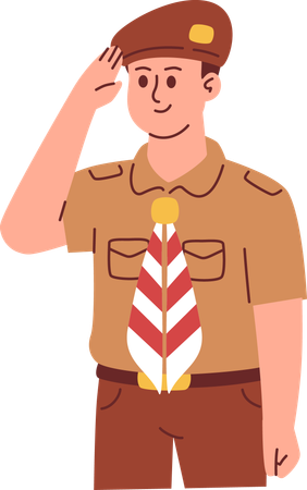 Boy Scout with Salute Pose  Illustration