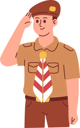 Boy Scout with Salute Pose  Illustration