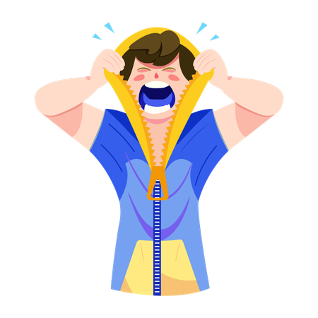 Boy screaming with anger  Illustration