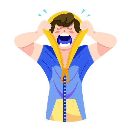 Boy screaming with anger  Illustration