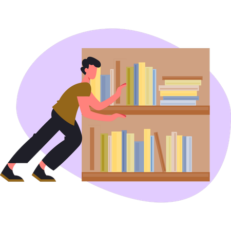 Boy search books from library  Illustration