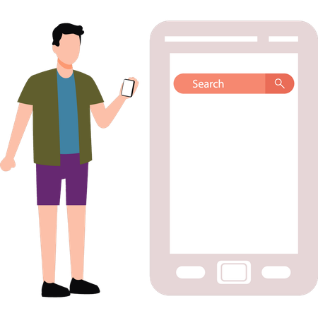 Boy searches online files  Illustration