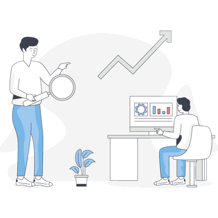 AIを使ったデータ分析を模索する少年  イラスト