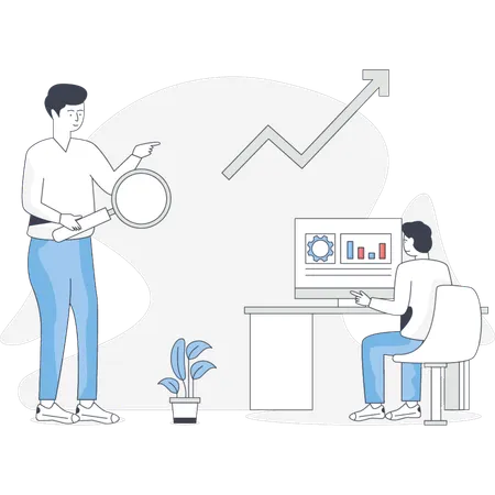 AIを使ったデータ分析を模索する少年  イラスト