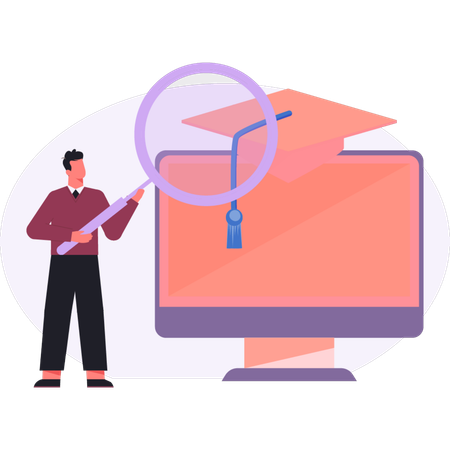 Boy  searching degree hat  Illustration