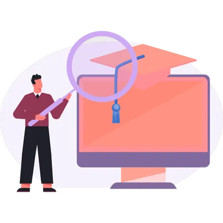 Boy  searching degree hat  Illustration