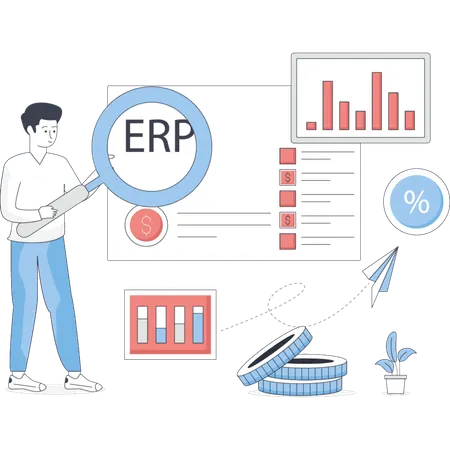 Boy searching enterprise accounting  Illustration