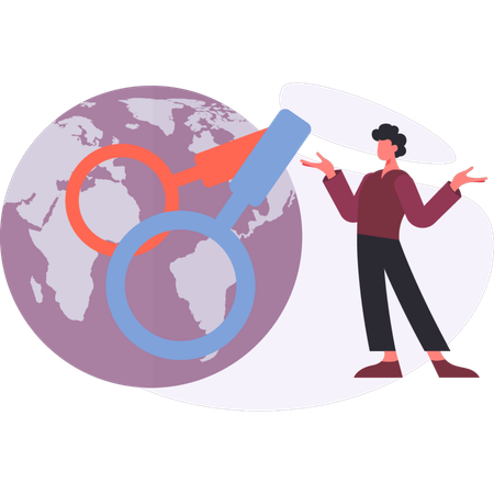 Boy  searching global education  Illustration