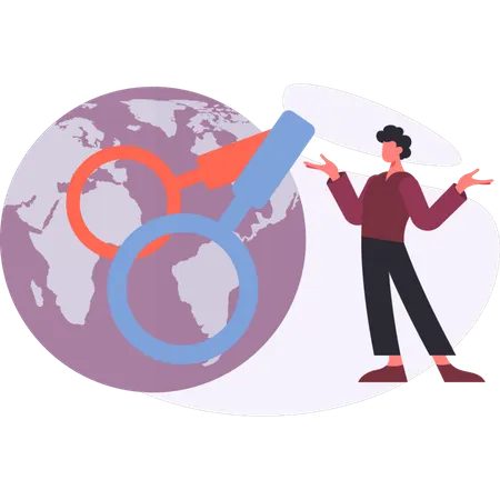 Boy  searching global education  Illustration