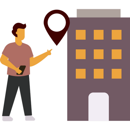 Boy searching hotel for booking  Illustration