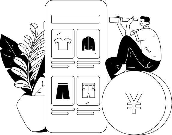 Boy Searching online products  Illustration