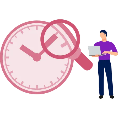 Boy searching something on clock  Illustration