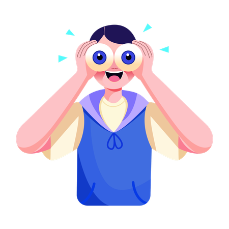 Boy seeing with popping eyes  Illustration