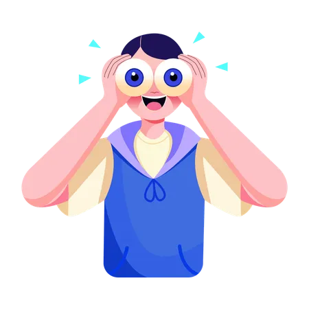 Boy seeing with popping eyes  Illustration