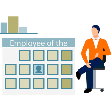 Boy selecting employee of the month  Illustration