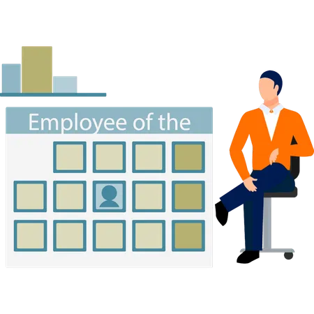 Boy selecting employee of the month  Illustration