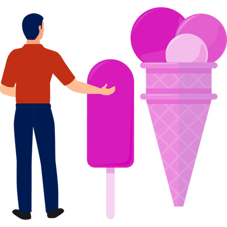 Boy selling ice creams  Illustration