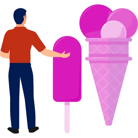 Boy selling ice creams  Illustration