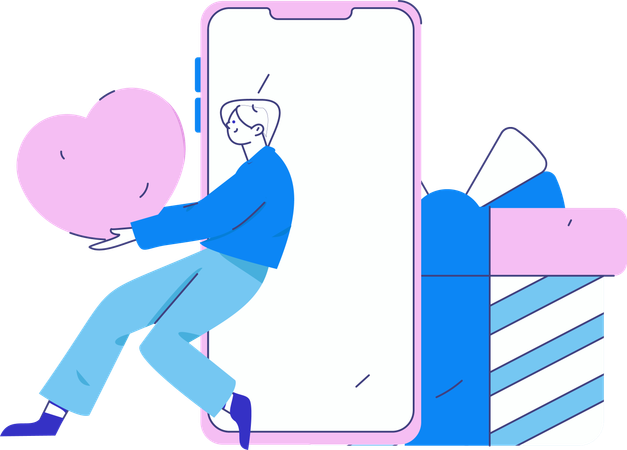 Boy sending love message  Illustration