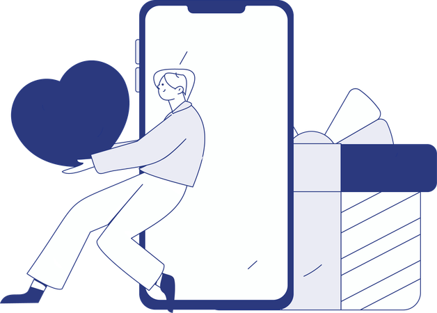 Boy sending love message  Illustration