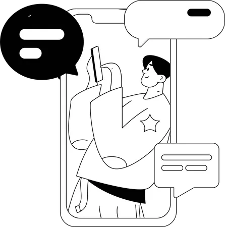 Boy Sending Message  Illustration