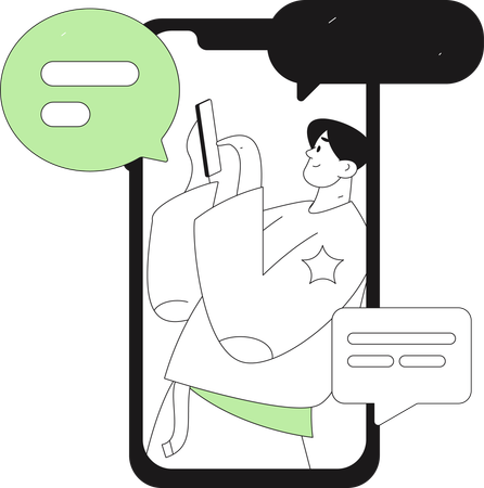 Boy Sending Message  Illustration