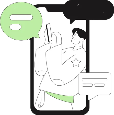 Boy Sending Message  Illustration
