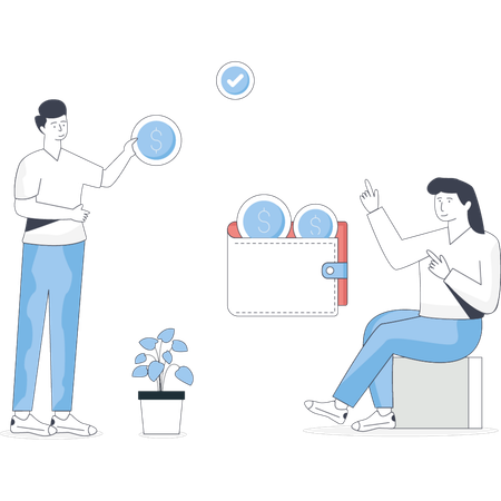 Boy sending money  Illustration