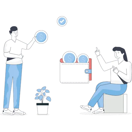 Boy sending money  Illustration