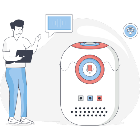 Boy Sending Voice Message  Illustration