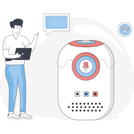 Boy Sending Voice Message  Illustration