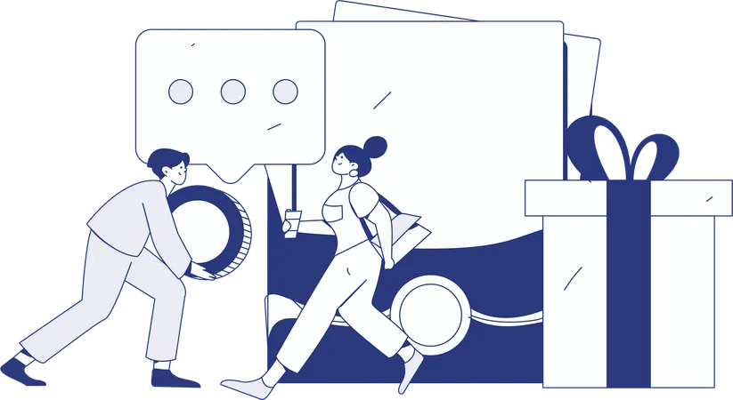 Boy sends shopping gift  Illustration