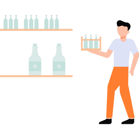 Boy serving alcohol  Illustration