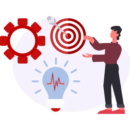 Boy set education target  Illustration