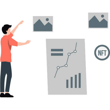 Boy setting analytic graph  Illustration