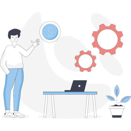Boy setting business income  Illustration
