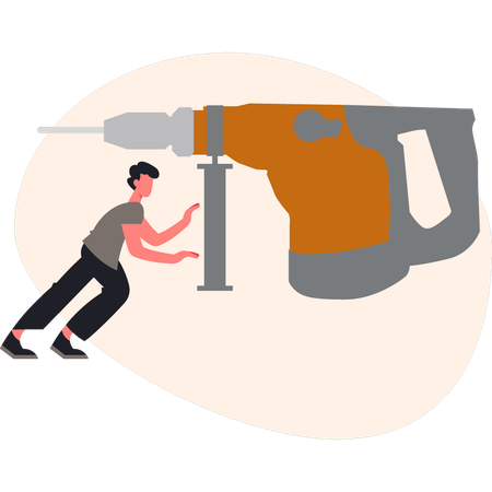 Boy  setting drill  Illustration