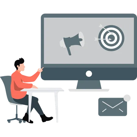 Boy setting marketing target  Illustration