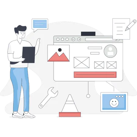 Boy  setting web image  Illustration