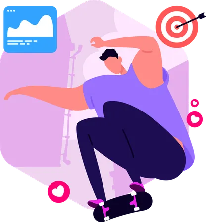 Boy Sharing Activities At Social Platfrom  Illustration