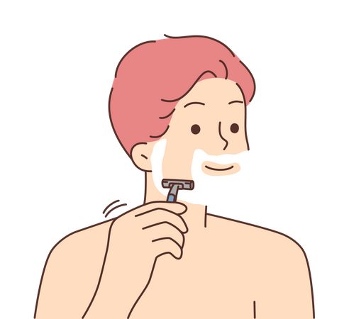 Boy shaving  Illustration