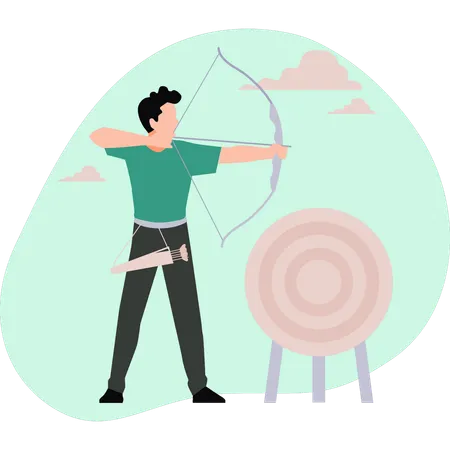 The Boy Is Shooting Archery Illustration