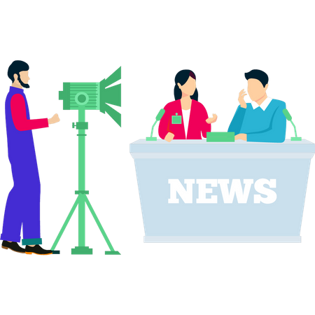 Boy shooting the news  Illustration