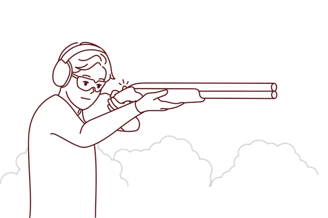 Boy shooting with gun  Illustration