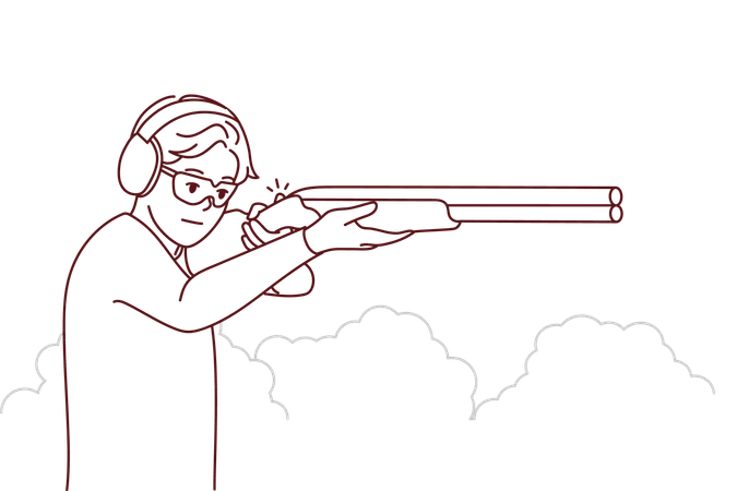 Boy shooting with gun  Illustration